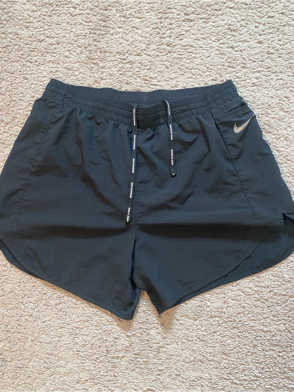 Nike Black Womens Running Shorts with Reflective Swoosh